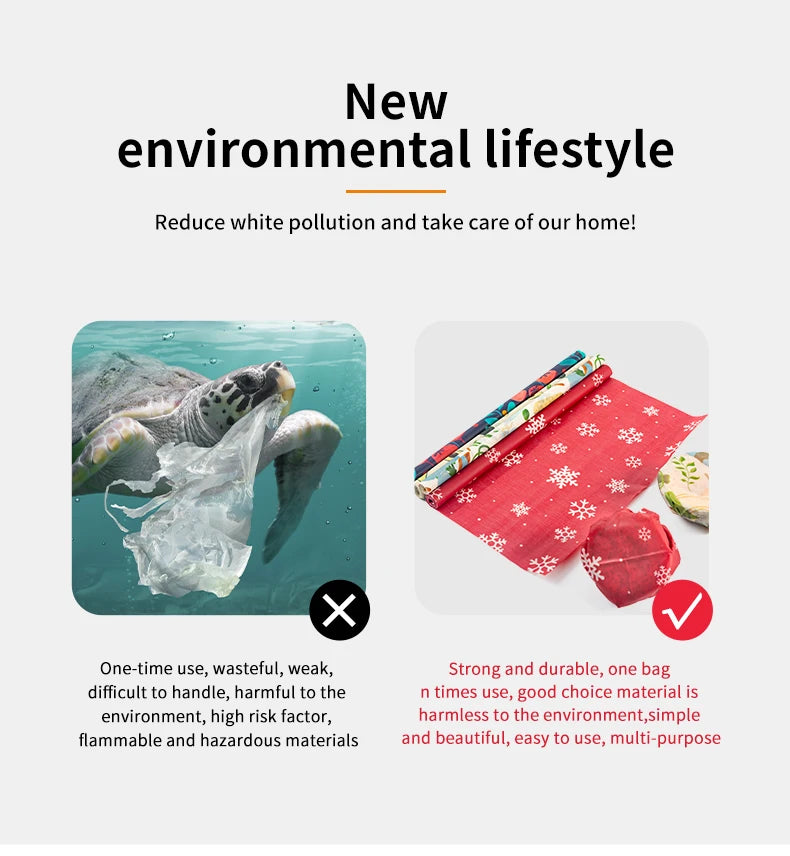 Reusable beeswax food wrap roll in a red snowflake pattern for plastic-free kitchen storage.