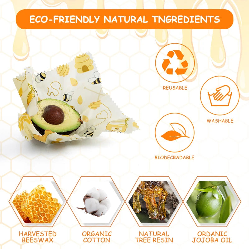 Zero-waste avocado and bread wrap made of a reusable beeswax food wrap for plastic-free kitchen storage.